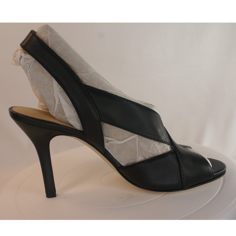 Michael Michael Kors Becky Black Leather Slingback Heel Sandals 40S8BEHS2L 7M - Picture 11 of 12